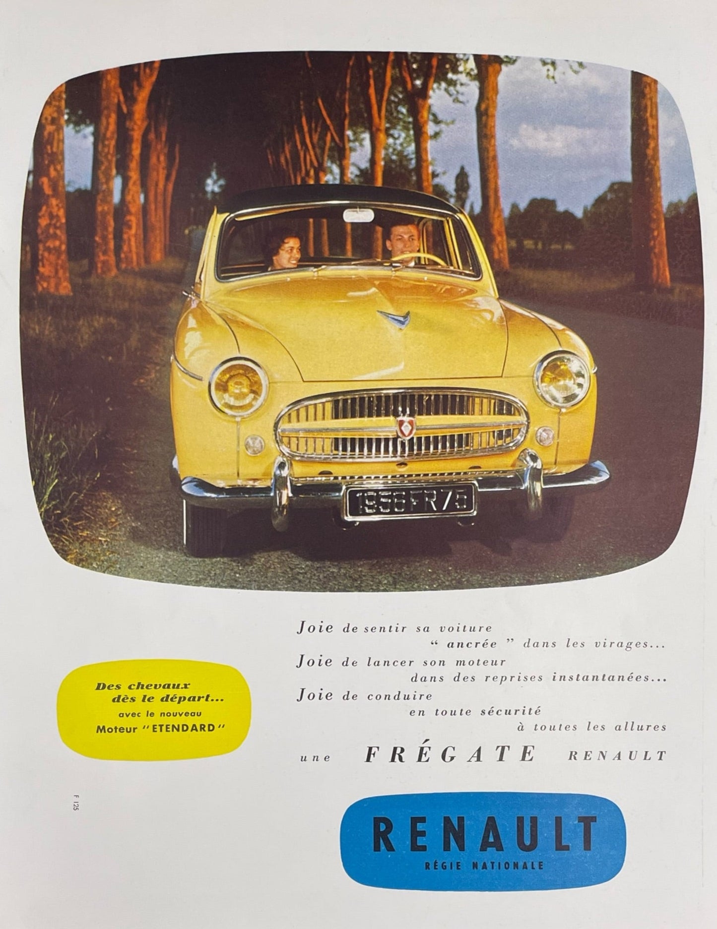 Publicité - Automobile - Renault - Frégate jaune - 1955