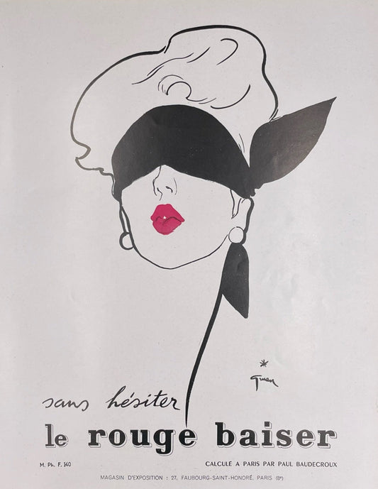Publicité - Beauté - Le Rouge Baiser - Gruau - 1950