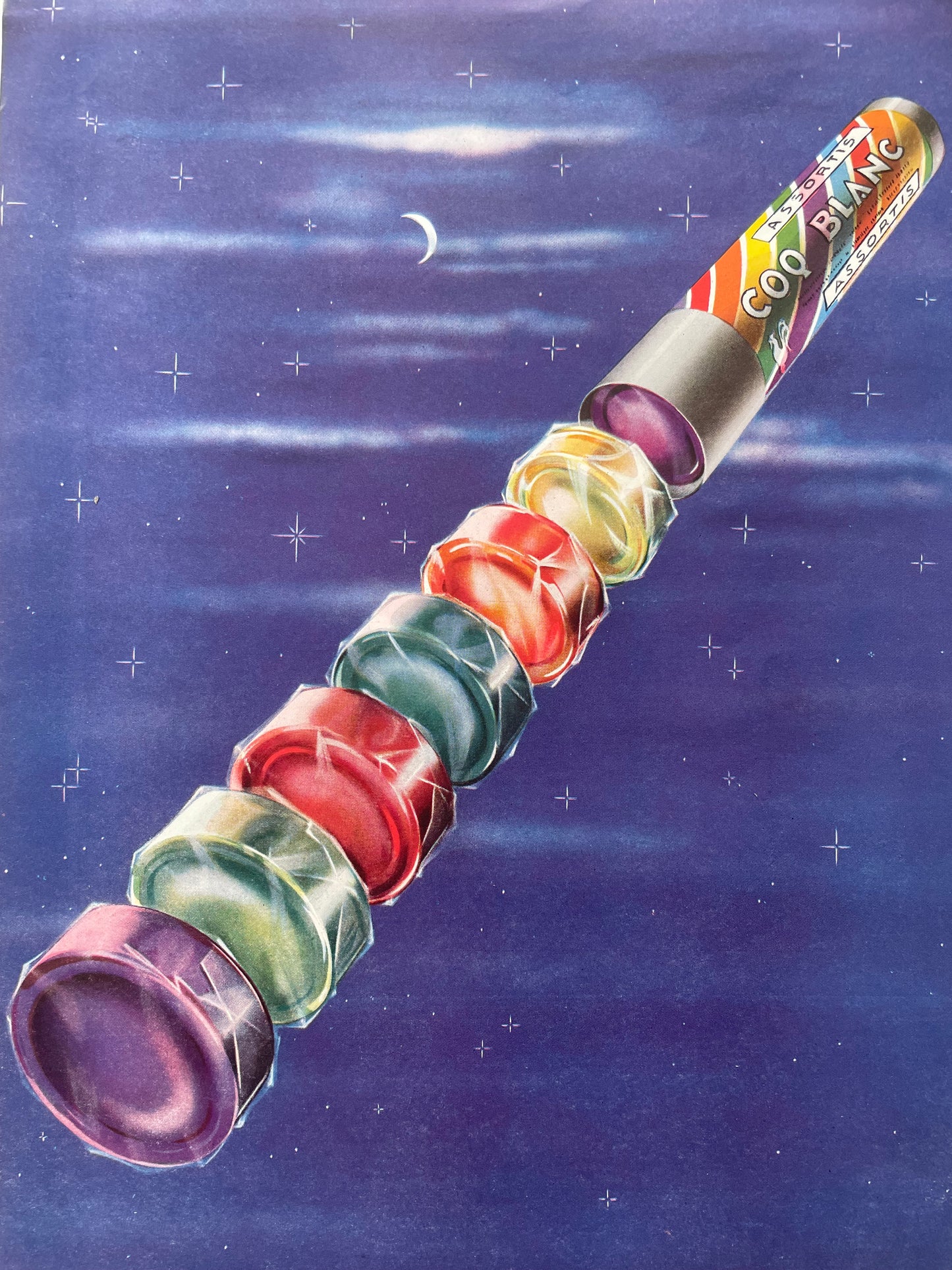 Publicité rétro déco  vintage bonbons Coq blanc année 1950 confiserie 